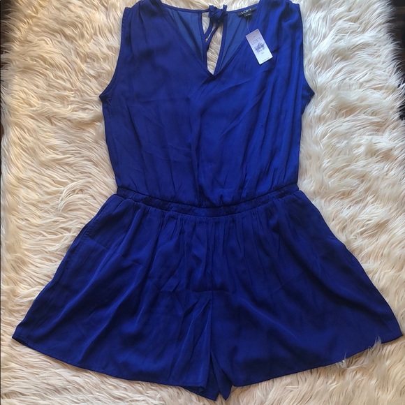 LOFT NWT Royal Blue romper w/tie back &cinch waist - Picture 3 of 7